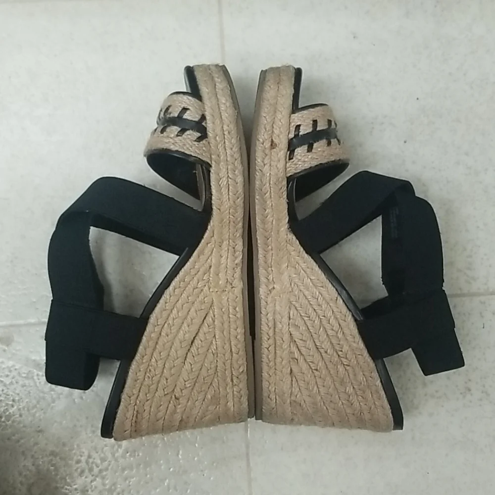 Woven espadrille wedges